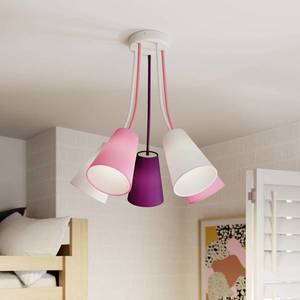 TK Lighting Dětská stropní lampa Wire Kids s 5 světly, bílá/růžová/fialová obraz