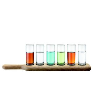 LSA Paddle dřevěný tác se skleničkami na destilát, čiré, 6 ks obraz