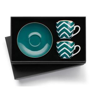 Turecký kávový set 2 šálků s podšálky, tyrkysová vlna - Selamlique obraz