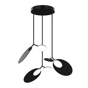 Závěsná lampa Ballon trojitá, více variant - TUNTO Model: černý rám a baldachýn, panel a baldachýn - černá překližka obraz
