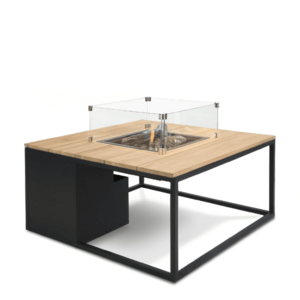 Stůl s plynovým ohništěm COSI- typ Cosiloft 100 černý rám / deska teak obraz