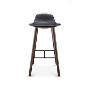 Barová židle, výška 75 cm, dub kouřový, kůže v černé barvě - Eva Solo obraz