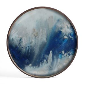 Podnos Organic - skleněný - Blue Mist - kulatý - S - Ethnicraft obraz