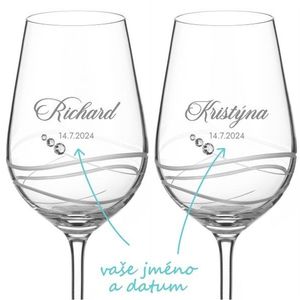Svatební skleničky na víno Venezia s krystaly Swarovski 2 ks obraz