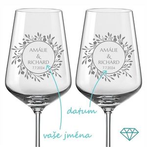 Svatební skleničky na víno Náš příběh s krystaly 2 ks obraz