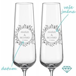 Svatební skleničky na sekt Náš příběh s krystaly 2 ks obraz