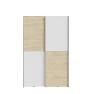 Šatní skříň s posuvnými dveřmi KEBAN, bílá/dub puccini obraz