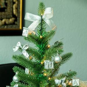 STAR TRADING Vánoční stromek LED s dekorací ve stříbrné barvě obraz