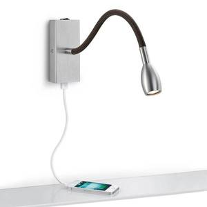Knapstein Niklové nástěnné svítidlo LED Milos s nabíjecím portem USB obraz