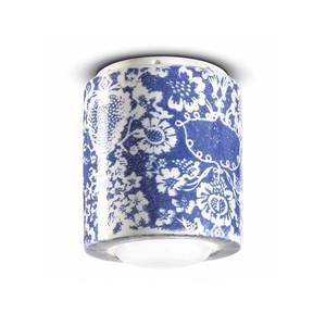 Ferroluce Stropní lampa PI, květinový vzor, Ø 12, 5 cm modrá/bílá obraz