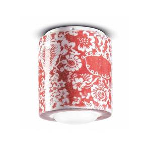Ferroluce Stropní lampa PI, květinový vzor, Ø 12, 5 cm červená/bílá obraz