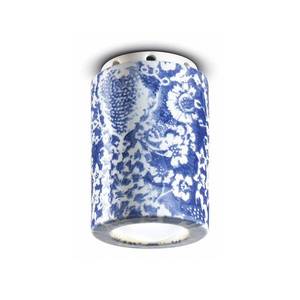 Ferroluce Stropní lampa PI, květinový vzor, Ø 8, 5 cm modrá/bílá obraz