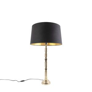 Stolní lampa ve stylu art deco zlatá s odstínem černé bavlny 45 cm - Torre obraz