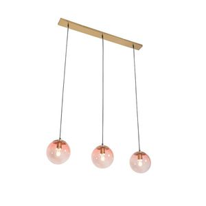 Art Deco závěsná lampa mosaz s růžovým sklem 3-světlo - Pallon Mezzi obraz
