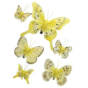 Sada žlutých motýlků se skřipcem, 6 ks, mix velikostí obraz