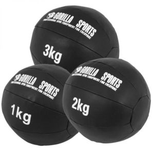 Gorilla Sports Sada kožených medicinbalů, 6 kg, černý obraz