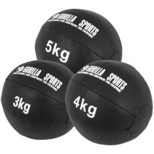 Gorilla Sports Sada kožených medicinbalů, 12 kg, černý obraz