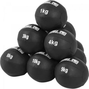 Gorilla Sports Sada kožených medicinbalů, 55 kg, černý obraz