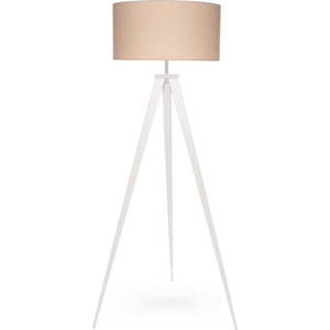 Stojací lampa s bílými kovovými nohami a béžovým stínidlem Bonami Essentials Kiki obraz