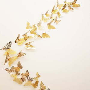 Sada 36 samolepicích nástěnných motýlů ve zlaté barvě Ambiance Butterflies Gold obraz