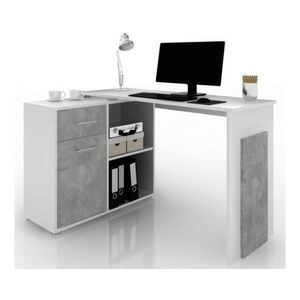 Rohový psací stůl Andy, bílá/šedý beton obraz