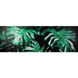 Obraz na plátně Zelené listy na černém pozadí, 150x50 cm obraz