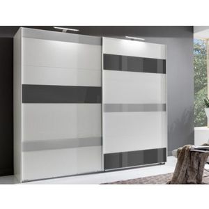 Šatní skříň Monaco, 225 cm, bílá/šedé sklo obraz