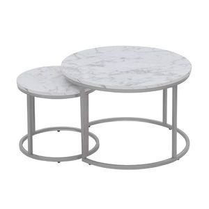 Konferenční stolek POULO mramor/stříbrná, set 2 ks obraz