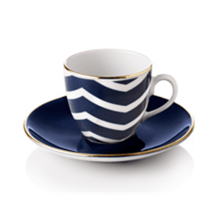 Turecký kávový set 4 šálků s podšálky, modrá vlna - Selamlique obraz