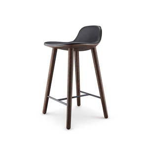 Barová židle, výška 65 cm, dub kouřový, kůže v černé barvě - Eva Solo obraz