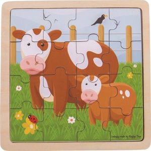 Bigjigs Toys Dřevěné puzzle Kráva s telátkem obraz