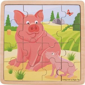 Bigjigs Toys Dřevěné puzzle PIG FAMILY obraz