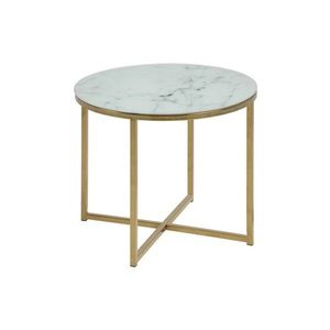 Actona Konferenční kulatý stolek Alisma 3 mramor bílý/zlatá obraz
