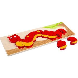 Bigjigs Toys Počítací vkládací puzzle CATERPILLAR červené obraz