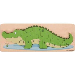 Bigjigs Toys Vkládací puzzle krokodýl s čísly CROCODILE zelený obraz
