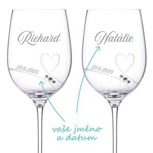 Svatební skleničky na víno Diamante Romance s krystaly Swarovski 2 ks obraz