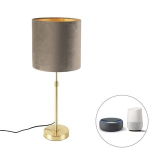 Chytrá stolní lampa zlatá s velurovým stínidlem taupe 25 cm včetně Wifi A60 - Parte obraz