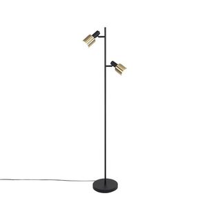 Chytrá stojací lampa černá se zlatem včetně 2 Wifi A60 - Stijn obraz