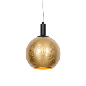 Designová závěsná lampa černá se zlatým sklem - Bert obraz