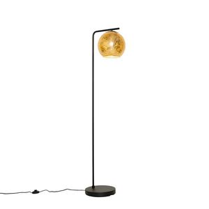 Designová stojací lampa černá se zlatým sklem - Bert obraz