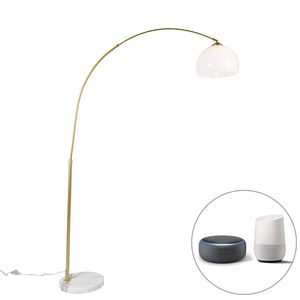 Chytrá oblouková lampa z mosazi s bílým stínidlem včetně Wifi A60 - Arc Basic obraz