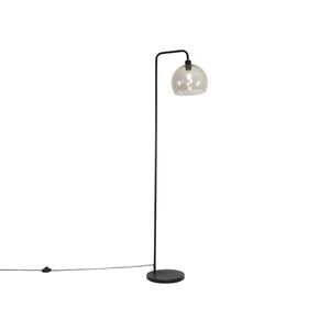 Chytrá stojací lampa černá s kouřovým sklem včetně WiFi A60 - Maly obraz