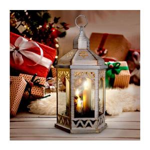 LED vánoční lucerna bílá 33cm 3x LED svíčka 3x AAA obraz