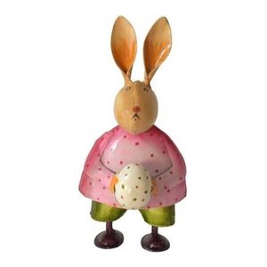 Kovový králík s vajíčkem - 9*8*17 cm 236796 obraz