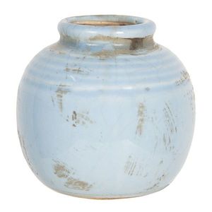 Světle modrá váza s patinou - Ø 8*8 cm 6CE1215 obraz