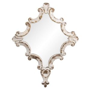 Zdobené vintage zrcadlo v bílo hnědém dřevěném rámu - 60*3*76 cm 52S245 obraz