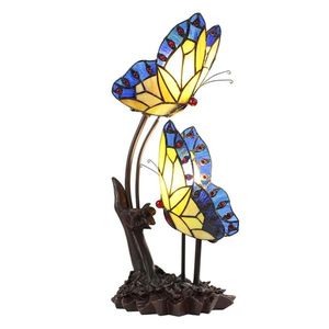 Stolní lampa Tiffany s motýlky Butterfly blue - 24*17*47 cm E14/max 2*25W 5LL-6229 obraz