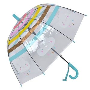 Dětský průhledný deštník s mráčky a modrou rukojetí - Ø 50 cm JZCUM0007BL obraz