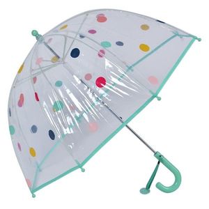 Průhledný deštník pro děti se zeleným držadlem a puntíky - Ø 50 cm JZCUM0009GR obraz