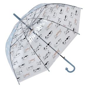 Průhledný deštník pro dospělé s bílými kočičkami a modrým pruhem - 60 cm JZUM0055LBL obraz